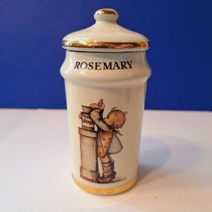 Vintage MJ Hummel Spice Jar "Rosemary" Gold Trim Porcelain 1987 Danbury Mint